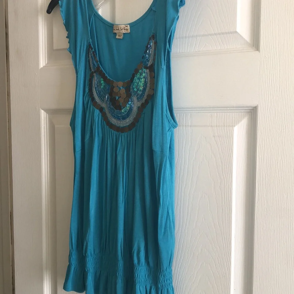 Women Jeweled Aqua Shirt - Picture 3 of 3